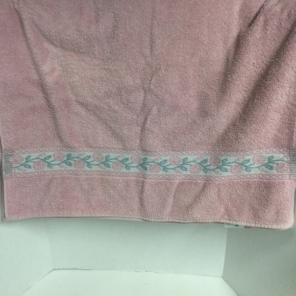 Fieldcrest Vintage 1990’s Pink Floral Strip Towel 6pc Set - Picture 9 of 13